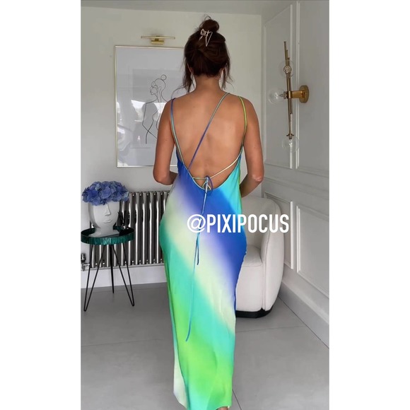 ZARA TIE DYE SATIN SLIP DRESS - Picture 4 of 12